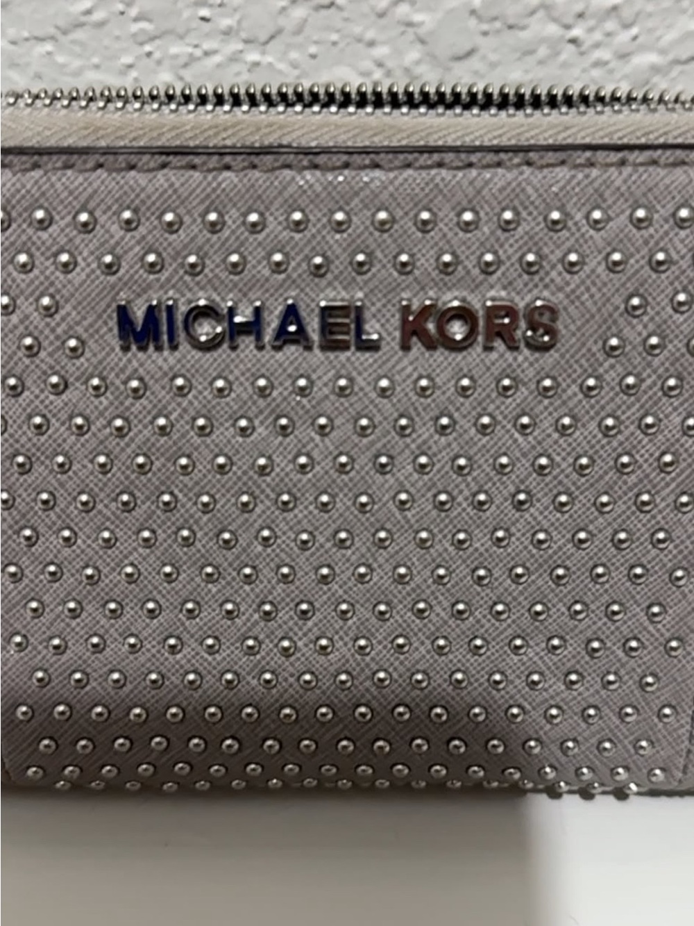 Michael Kors Silver Studded Zip Wallet